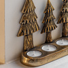 Xmas Tree Tealight Holder Gold 235x70x185mm