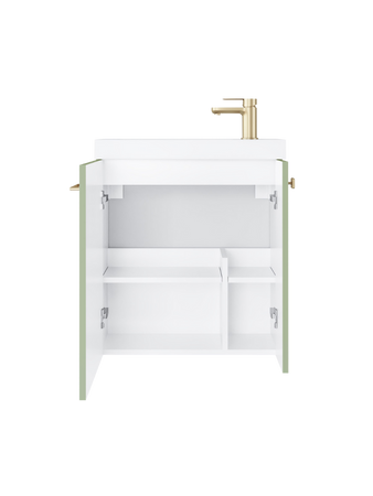 Szafka łazienkowa wisząca z umywalką 55 cm szałwia mat złoty uchwyt NOOK 010-SU55-05+TR41366