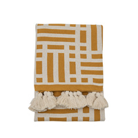 Merton Knitted Tassel Throw Ochre 1300x1700mm