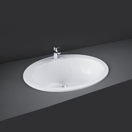 CHERRY Umywalka wpuszczana owalna 63,5x53,5 z otworem biały połysk