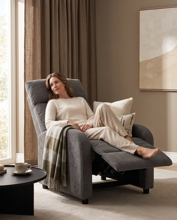 Fotel wypoczynkowy rozkładany RELAX PREMIUM ciemny szary