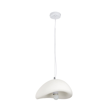 Lampa wisząca STONE 30 cm - biała lampa w stylu japandi