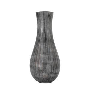 Wazon Enya z żłobieniami, duży, w kolorze antycznej szarości, 145 x 145 x 330 mm