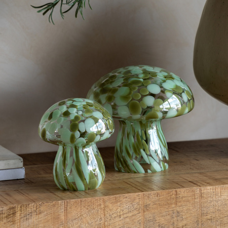 Confetti Glass Mushrooms Set of 2 Forest Green
