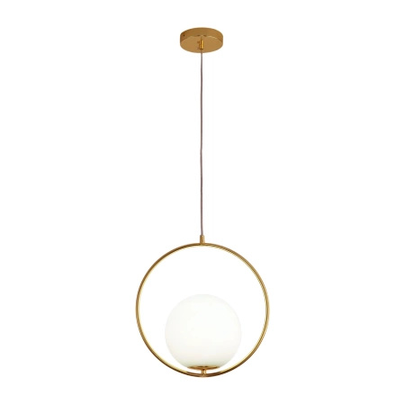 Lampa wisząca COSTA ROUND 35 cm - złota ring z białym kloszem