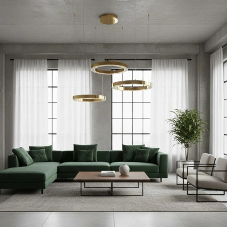 Lampa wisząca CIRCLE 3 80+80+80 cm - LED, ring złoty połysk na 1 podsufitce