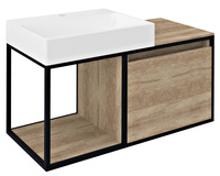 SKARA szafka pod umywalkę 100x49,5x46,5cm, czarny mat/dąb Alabama