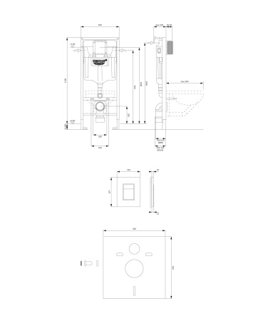 RAPID podtynkowy zestaw WC 4w1, miedź szczotkowana/miedź antyczna, GROHE