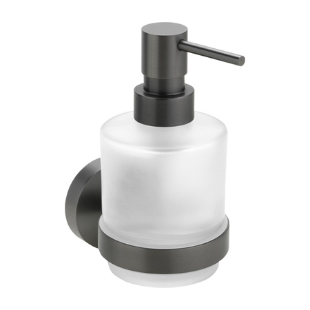 X-ROUND GUN METAL dozownik mydła 200ml, szkło mleczne, gun metal