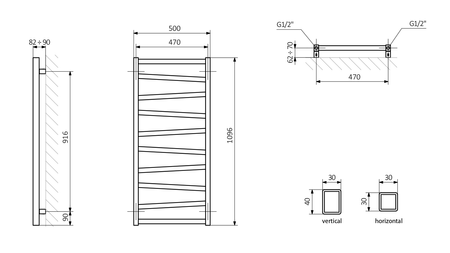ZIG grzejnik 500x1096 mm, biały mat