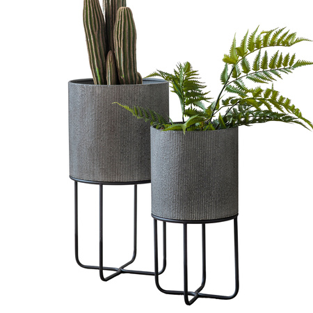 Eda Metal Planter Set of 2 Grey 300x580mm