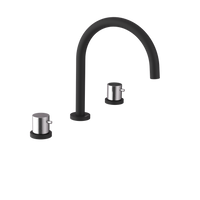 ULTRASAN trzyelementowa bateria umywalkowa bez odpływu, czarny mat/chrom