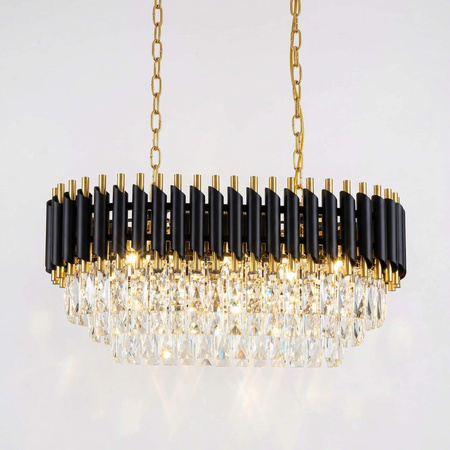 KLASYCZNY ŻYRANDOL KRYSZTAŁOWY CZARNO-ZŁOTY MAZINI PRO