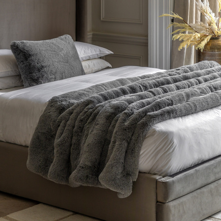 Roscose Faux Fur Throw Smoke Grey 1500x2000mm