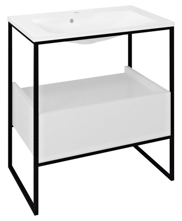 SKA konsola pod umywalkę z szufladą 750x850x460mm, czarny mat/biały połysk