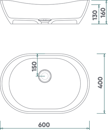 Umywalka nablatowa Bolstad 600x400 biały mat