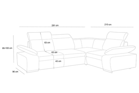 Narożnik CONTINENTAL S z funkcją spania - I grupa tkanin