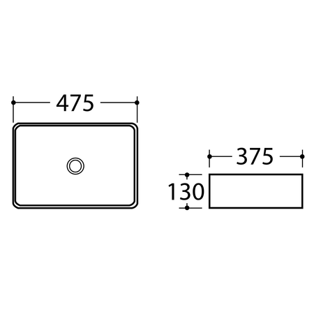 DALMA umywalka ceramiczna nablatowa 48x38 cm, grigio