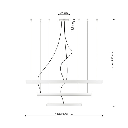 Żyrandol RIO 3 55/78/110 beżowy LED 4000K