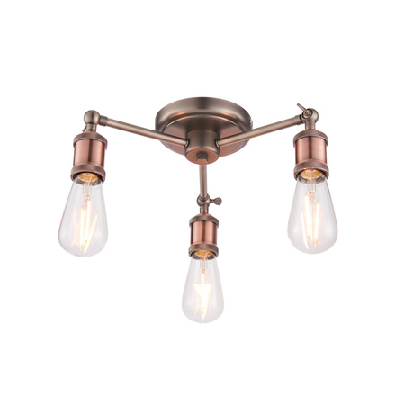 Lampa sufitowa Hal – 3-punktowa, postarzana miedź / postarzana cynowa, 35,5 × 50 × 13 cm