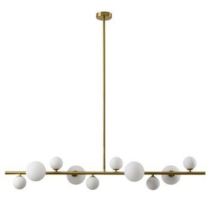 Lampa wisząca MILKY DROP 120 cm- złota z białymi kloszami