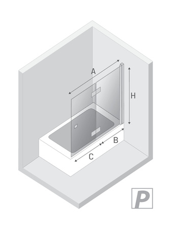 Parawan nawannowy NEW SOLEO GOLD BRUSHED 1D P 120x140 szkło czyste 6mm Active Shield 2.0
