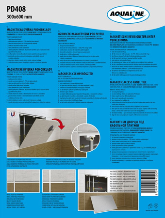 Drzwiczki rewizyjne magnetyczne pod płytki 300x600