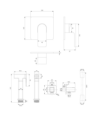 BARETTI system bidetowy podtynkowy, czarny mat