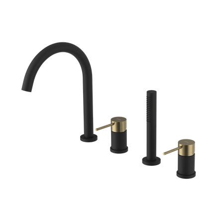 ULTRAMIX 4-otworowa bateria wannowa na brzeg wanny, czarny mat/złoto mat