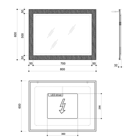 FLUT Lustro z podświetleniem LED 60x80cm, białe