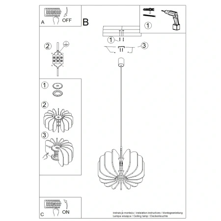 Lampa wisząca MULA 45 żółta