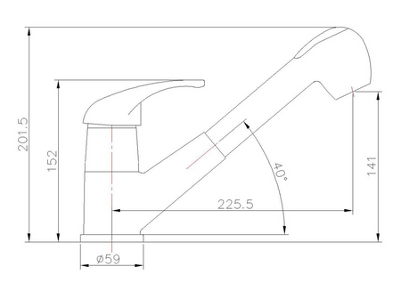 KASIOPEA bateria kuchenna z wysuwanym prysznicem, chrom