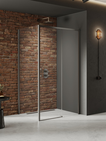 NZ4 Kabina prysznicowa PRIME GUNMETAL BRUSHED 1D prostokątna P 140x80x200 szkło czyste 6mm Active Shield 2.0