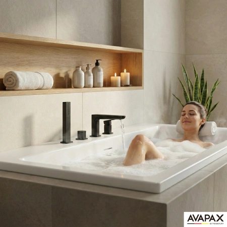 Bateria wannowa 4-otworowa, czarna