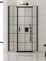 KABINA NEW KOMFORT BLACK PIĘCIOKĄTNA U 80x80x195 CZYSTE 8mm ACTIVE SHIELD