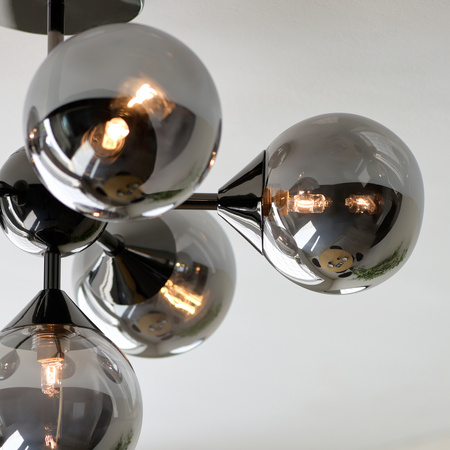 Lampa sufitowa Oscar – 6-punktowa, czarna / dymiona, 49,8 × 49,8 × 37 cm
