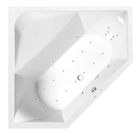 FLOSS wanna z hydromasażem, 145x145x50cm, Attraction Hydro-Air, chrom