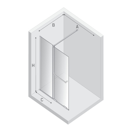 Kabina prysznicowa SMART COPPER BRUSHED 1D walk-in U 110x200 szkło czyste 8mm Active Shield 2.0 - UCHWYT RELING