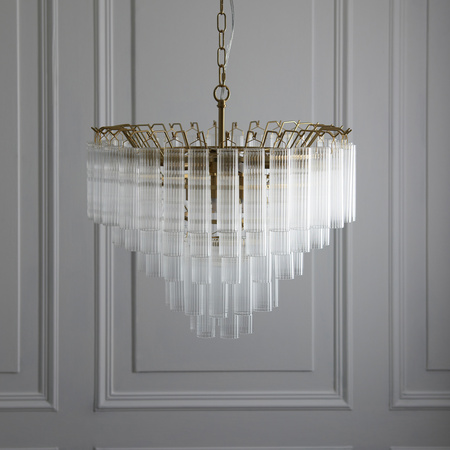 Toulouse 12 Pendant Light Clear Ribbed Glass