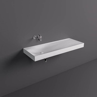 REMAL Umywalka podwieszana & nablatowa 121 x 46 cm R blat z prawej strony Biały połysk