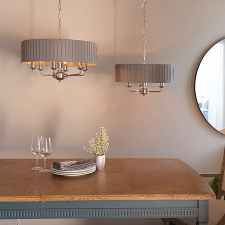 Highclere 6 Pendant Lght Nckel & Chrcoal 300-780mm