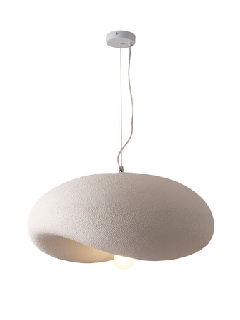 Lampa wisząca STONE FLAT 60 cm - biała lampa w stylu japandi