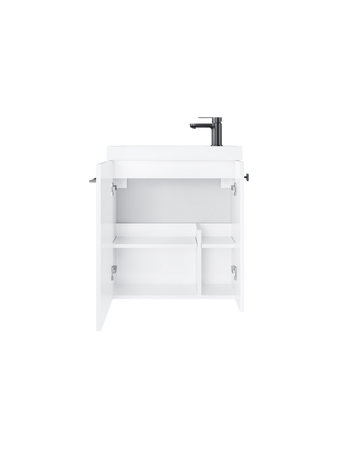 Szafka łazienkowa wisząca z umywalką 55 cm biały mat uchwyt gun metal NOOK 010-SU55-03+TR41366