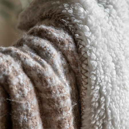 Woven Natural Faux Mohair Sherpa Throw 1300x1600mm