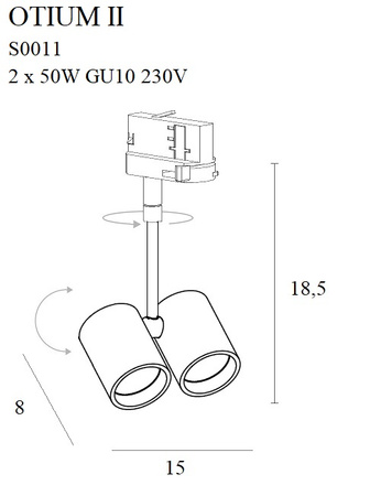 MAXLIGHT S0011 LAMPA SZYNOWA OTIUM II MAX GU10 CZARNA