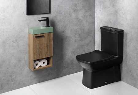 PICCOLINO umywalka betonowa, 30,8x17cm, bateria z prawej strony, zielony mat