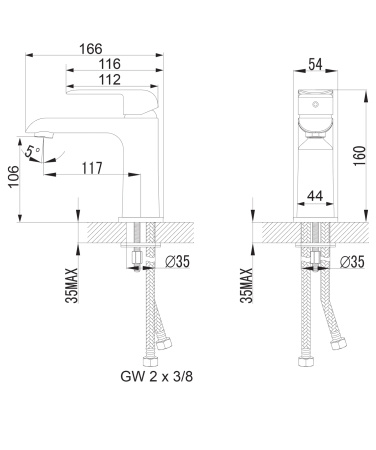 SACRAMENTO bateria umywalkowa, chrom połysk