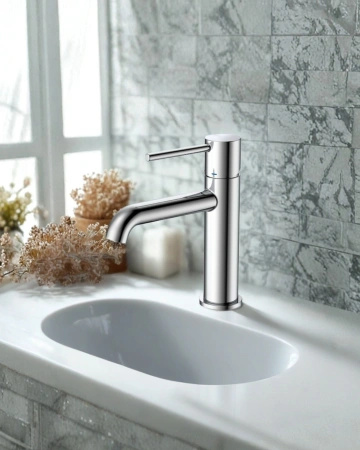 Bateria umywalkowa stojąca, chrom