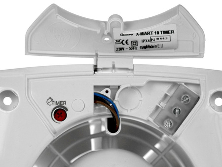 X-MART 12T wentylator łazienkowy z wył. czasowym, 20W, wylot 120mm, biały