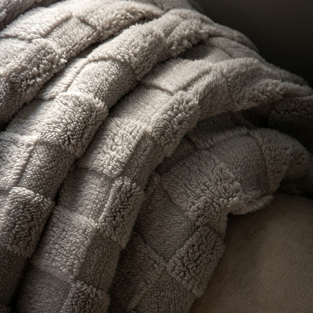 Oakley Checked Sherpa Throw Grey 1400x1800mm